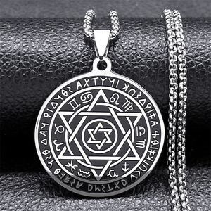 Israel-Serie Halskette mit Verschiedenen Sechseckigen Sternanhängern Unisex Edelstahl-Halskette - Product Image 2