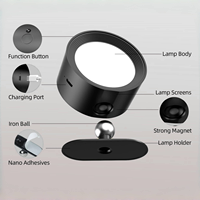 Lampe murale rechargeable à commande tactile magnétique, 3 températures de couleur, intensité réglable, rotation à 360 degrés, applique murale sans fil pour chambre à coucher