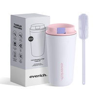 Mug à café isotherme réutilisable de 12 oz et 14 oz, anti-fuite, avec couvercle rabattable, en acier inoxydable