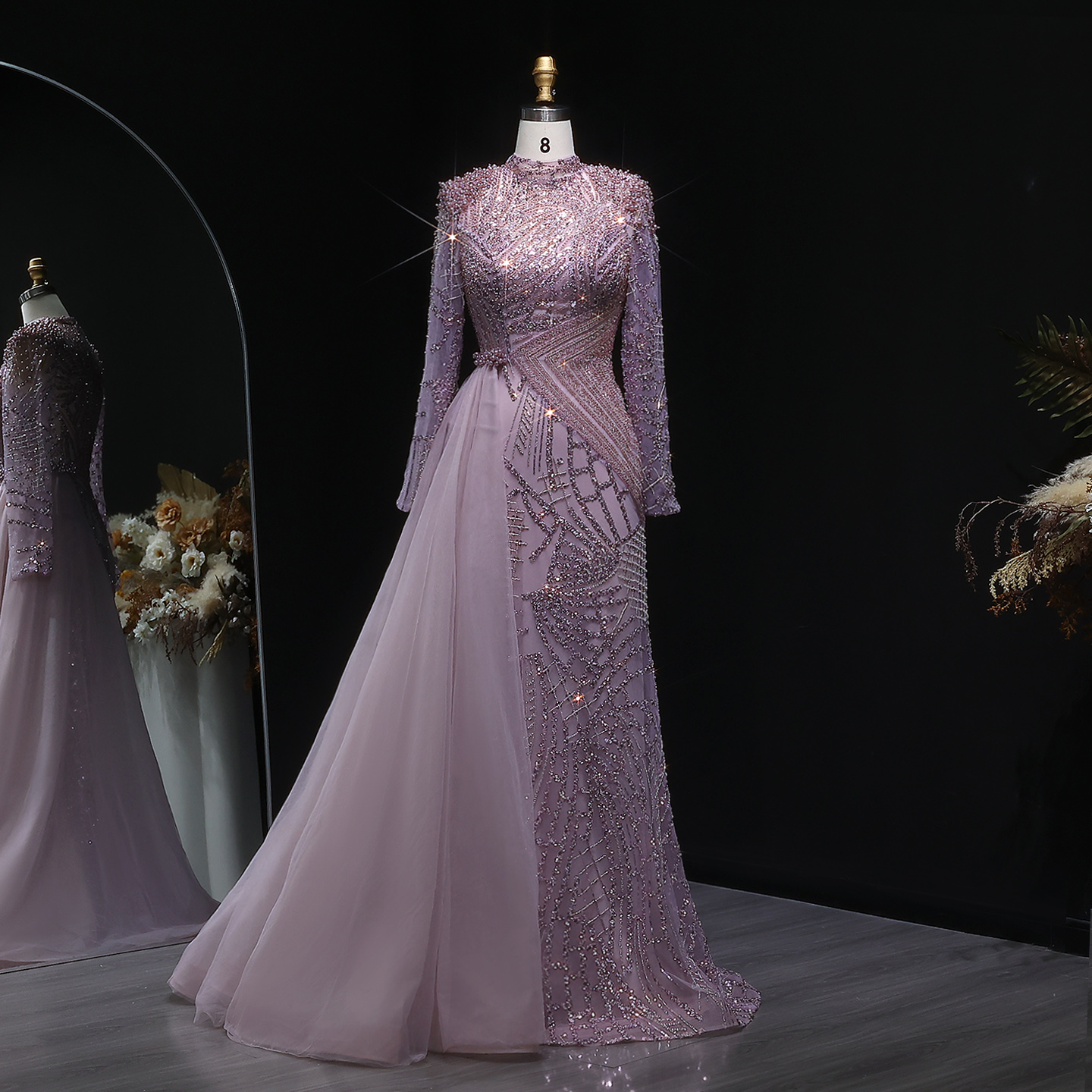 Buy Dusty Pink Long Dress Chiffon Material, Elegant Design | Alibaba.com