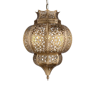 Decoración del hogar Diseño perforado Estilo único Lámpara marroquí Acabado en oro Lámpara colgante decorativa - Product Image 1