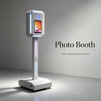 Nouvelle conception de borne photo iPad mobile avec télécommande, éclairage RVB et roues mobiles