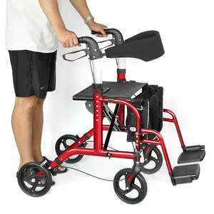 BQ1001A çin üreticileri hafif 4 tekerlekli yetişkin katlanır alüminyum yürüteç silindir engelli kişi için