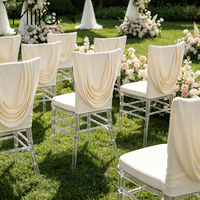 Housse de dossier de chaise en spandex froncée pour chaise Napoléon transparente en acrylique, chaise Chiavari, chaise de banquet