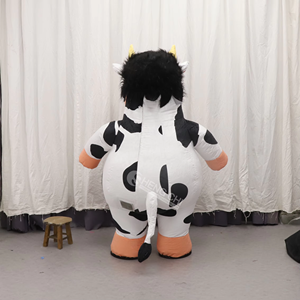 Costume de mascotte gonflable en peluche taille réelle, costume de vache gonflable neutre pour adulte, ensemble de mascotte de vache pour fête - Product Image 4