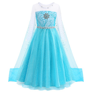 Vestito Principessa <span class=keywords><strong>Elsa</strong></span> <span class=keywords><strong>Frozen</strong></span> per Bambine, Abito Autunnale a Maniche Lunghe con Mantello, <span class=keywords><strong>Costume</strong></span> Cosplay - Product Image 4