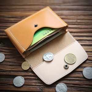 Handmade Vintage Genuine Leather Short Card Holder Unisex Waterproof Button Gift with Polyester Lining Coin <b>Purse</b> - Product Image 5