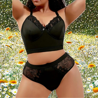 Ensemble de lingerie sexy pour femme, style Europe et Amérique, en jersey ajouré, avec soutien-gorge push-up amincissant pour forte poitrine
