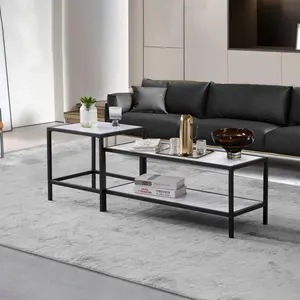 Salontafel Metalen Nordic Woonkamer Meubels Set Goud Bed Modern Luxe Marmeren Koffie Sofa Thee Accent Einde Bijzettafels