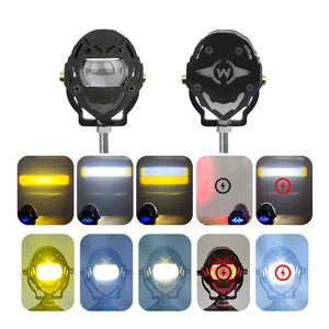 Demon Eye Motorcycle <b>Spotlight</b> 1 Lens Condensing White Yellow Flashing Light Front Position Aviation Aluminum Retrofit Upgrade - Product Image 2