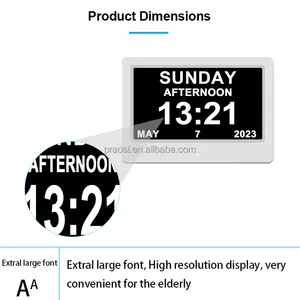 Pros Smart 7 Inch Table Digital Calendar Day Clock Dementie Klok With Dutch Multi Languages For Netherlands Market