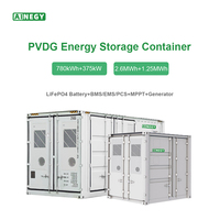 Système de stockage d'énergie de batterie de conteneur solaire AINEGY 20 pieds, refroidissement par air, 2,6 MWh, 1,25 MW, cellules LiFePO4 de qualité A, durée de vie du cycle 8000