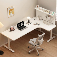 Bureau d'angle en forme de L, bureau d'ordinateur de chambre à coucher, bureau de travail, bureau avec panneau perforé d'angle relevable, bureau d'étude