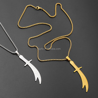 Pendentif Épée Scimitar Zulfiqar en Acier Inoxydable, Amulette Islamique Imam Ali Chia Ramadan Coran, Collier Bijou de Mode Personnalisé