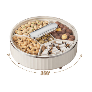 Boîte à collation rotative à 360° avec couvercle, 5 compartiments amovibles, <span class=keywords><strong>plateau</strong></span> de service divisé, sans BPA, écologique, grande capacité, fruits et légumes - Product Image 1