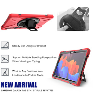 3 in 1 cinghia della mano della spalla del Silicone del PC per la linguetta <span class=keywords><strong>S7</strong></span> della galassia di Samsung più il supporto girante a 12.4 pollici della cassa T970 T975 - Product Image 2