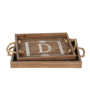 Lot de 2 <span class=keywords><strong>Japonais</strong></span> Alimentaire Écologique Imbriqués Lit <span class=keywords><strong>Petit</strong></span> Déjeuner Rustique Cadeau Plateau En Bois <span class=keywords><strong>Massif</strong></span> - Product Image 1