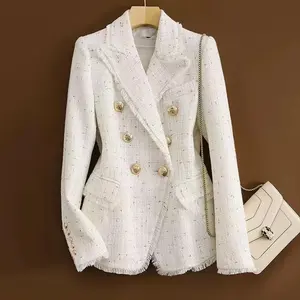 Jacket Ladies Long Sleeve new double-breasted gold thread suit slim fit elegant design Breasted Buttons Casual