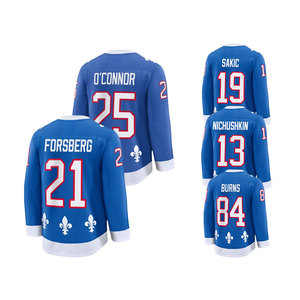 2026 Neues Blaues Top-Stitched Eishockey-Trikot 29 Nathan MacKinnon 8 Cale Makar 19 Sakic 92 Landeskog 25 O'Connor 21 Forsberg - Product Image 6