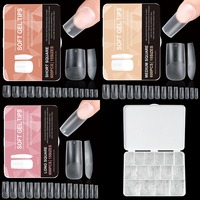 Ensemble de manucure ultra-mince de 600 pièces demi-patch carré patchs pour ongles étendus conception mate amande portant une armure pour les doigts