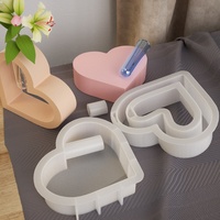 Moule en silicone DIY pour résine cristalline, plâtre parfumé ou béton, en forme de cœur, pour vase à tubes à essai, ornement et vase à fleurs