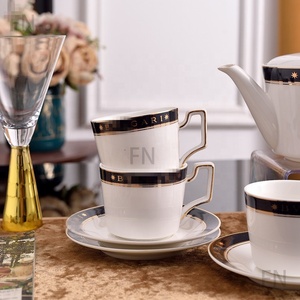 Service à thé en céramique de luxe série B, ensemble de 15 pièces, théière en porcelaine osseuse, tasse et soucoupe - Product Image 3