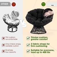 Chaise ergonomique Papasan cadre en osier haute capacité pivotant salon doux épais densité tissu coussin pour salon tournant
