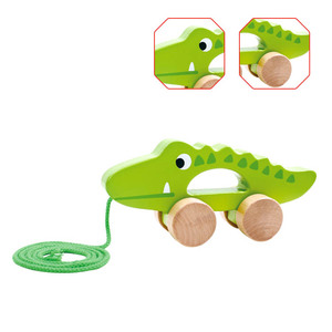Động Vật bằng gỗ Cá Sấu Đẩy Pull Dọc Theo Đi Bộ Cân Bằng Chú Hề Đồ Chơi - Product Image 2