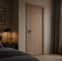Puerta Laminada de PVC Personalizada con Decoración de Ranuras Negras en la Superficie, Diseño de Líneas Exquisitas, Antideformación para Proyectos de Interior, ISO