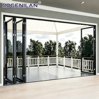 Porte pliante en aluminium insonorisée sur mesure Rogenilan, double vitrage, porte patio pliante en verre trempé pour extérieur