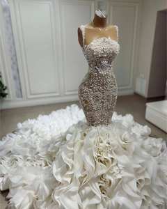 Gaun pengantin gaun pesta Slim-Fit Modern dengan desain punggung terbuka seksi dekorasi renda Kereta ekor ikan gaya baru gaun pernikahan Modern - Product Image 1