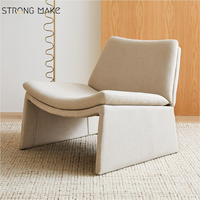 Nordic Comfy Lounge Salon Chaises d'Appoint Modernes Meubles Rembourrés Boucle Tissu Salon Chaise Avec Pouf