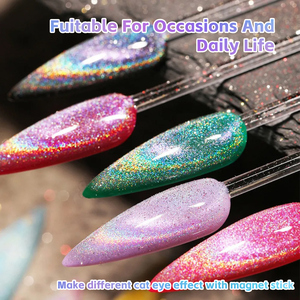 Vendeeni OEM Etiqueta Privada suministros orgánicos Universal Rainbow <span class=keywords><strong>Galaxy</strong></span> Diamond Cat Eye Gel colección polaco con imán Stick - Product Image 5