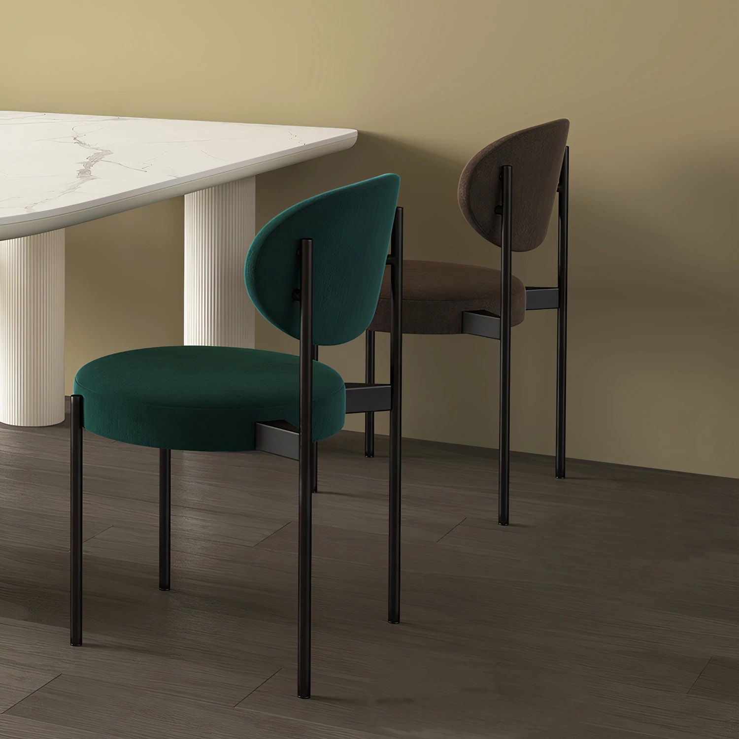Modern home furniture easy cleaning fabric fabric metal frame iron legs living-room chairs dining chair
