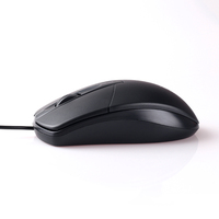 Mouse Optik USB Berkabel 3D Hitam Murah, Ergonomis, Tahan Air, untuk Bisnis dan Kantor, dengan Logo Kustom Stok Tersedia