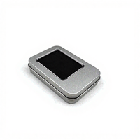 Boîte à bonbons en argent de 88x60x18 mm pour le Nouvel An, recyclable, imprimée en CMJN, avec revêtement UV, de qualité alimentaire, rectangulaire, avec fenêtre transparente