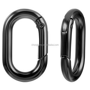Noir petit mousqueton joint torique porte-clés en alliage de Zinc mousqueton ovale mousqueton à ressort O mousquetons chien chaîne boucles connecteur - Product Image 1