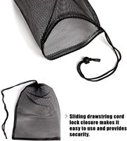 Grand sac à mailles en nylon noir avec cordon de serrage Jouets de lavage de salle de sport personnalisés pour baignade plage