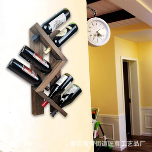 Estante de vino de madera para montar en la pared, 3 niveles, estilo minimalista, para almacenamiento y exhibición en la sala de estar - Product Image 2