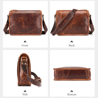 SCHLATUM Sac à bandoulière en cuir véritable de style vintage pour hommes avec sac de messager latéral à la mode de style national
