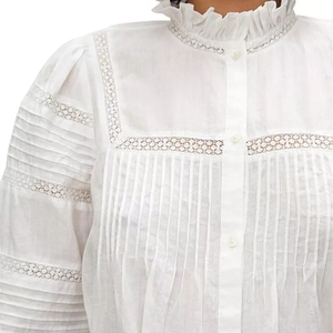 Camicette da donna a manica lunga camicie plissettate con rifiniture in pizzo con <span class=keywords><strong>collo</strong></span> a balze <span class=keywords><strong>camicia</strong></span> da donna - Product Image 3