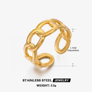 YWXS Anello alla Moda in Acciaio Inossidabile Placcato Oro 18K, Stile Retrò Francese, Semplice, Apribile e Regolabile, per Donne e Uomini - Product Image 6