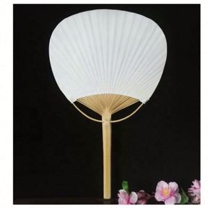 Abanico de Papel Uchiwa de Bambú Chino Ecológico, Decoración Blanca para Bodas, Flores Pintadas, Hecho a Mano, para Fiestas y Eventos - Product Image 2