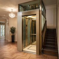 Ascenseur panoramique carré en verre pour maison, ascenseur de villa à vue sur 3 côtés |   Ascenseur en verre compact pour résidences avec certification CE