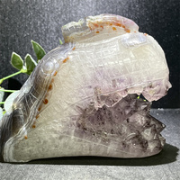 Pierre de cristal naturel Améthyste Géode Agate Grappe Animal Requin Sculpture Artisanat Ornement