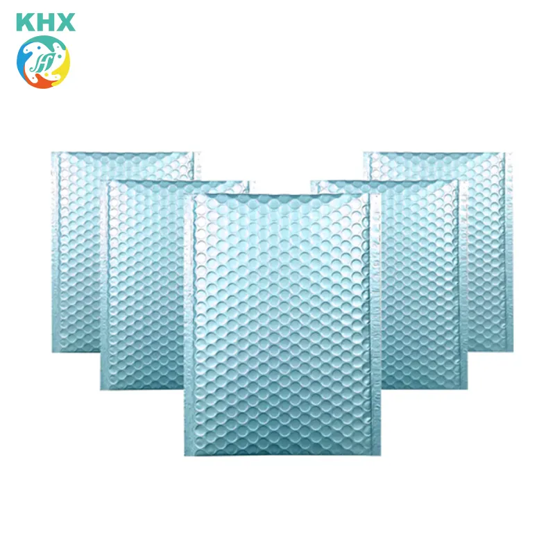 Enveloppe rembourrée avec logo personnalisé KHX sac d'expédition 4x8 6x10 enveloppe à bulles holographique irisée sac d'emballage métallique