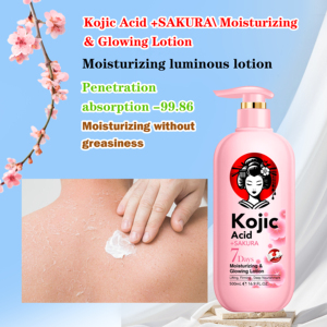 Crème éclaircissante pour le corps Kojic, formule hydratante végane 500 ml, correcteur de taches brunes, lotion égalisatrice du teint, parfumée Sakure - Product Image 2