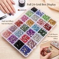 9000 pièces de strass en résine à dos plat, 24 couleurs, tailles variées, rondes AB, pour nail art, bijoux, artisanat et décorations DIY