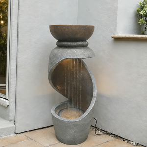 Fuente Luminosa de Fibra de Vidrio con Cortina de Agua y Maceta, Decoración Impermeable para Uso en Interiores y Exteriores - Product Image 3