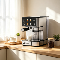 Machine à café expresso Anbolife à double chaudière avec thermocouple, écran tactile, mousseur à lait automatique, carafe à lait amovible, compatible OEM